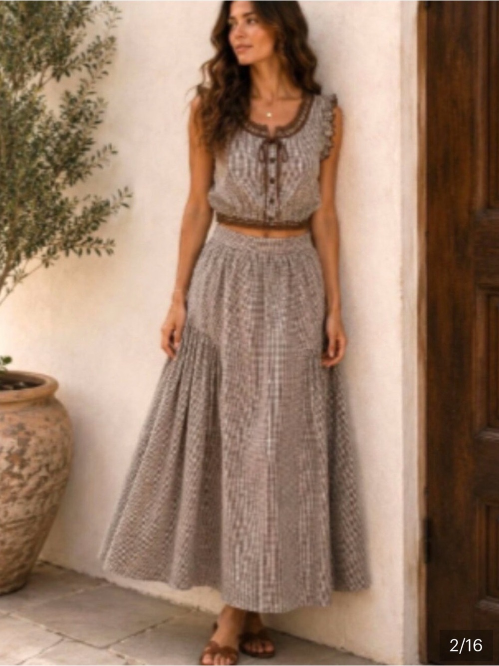 CAROLINE CONSTAS Gingham Maxi | Skirt ONLY | Size Large - Picture 8 of 8